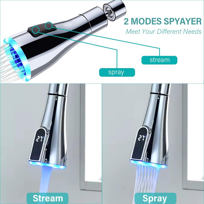 JINYOMFLY LED Tap Attachment for Kitchen Tap with LED, 2