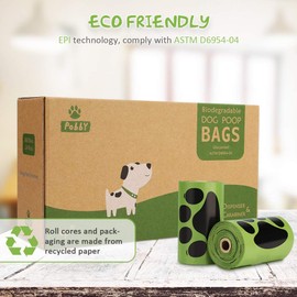 PobbY Biodegradable Poop Bags for Dogs, Dog Poop Bags Biodegradable Unscented 24 Refill Rolls, 9" X 13" Durable Thick Dog Poop Bag (360-count) Includes Dispenser