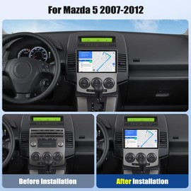 [4G+64G] Car Radio for Mazda 5 2007-2012 with Wireless CarPlay Android Auto,9" Touchscreen Mazda 5 Car Stereo with Mirror Link Voice Control WiFi/GPS,Bluetooth,FM/RDS SWC+Backup Camera