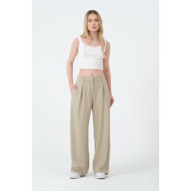 Wide Leg Work Pants Women’s High Waist Casual Office Dress Pants Palazzo Trousers Regular and Plus Size Slacks (US, Alpha, Medium, Regular, Regular, Beige)