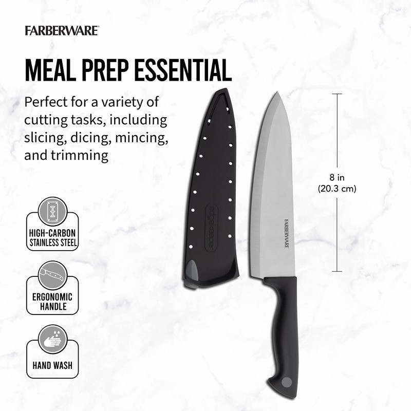 Farberware Edgekeeper 8-Inch Chef Knife with Self-Sharpening Blade Cover, High