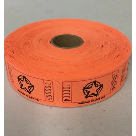 Indiana Ticket Company Star Raffle Tickets Single Stub Roll of 1000 Carnival Fun Fair Festival Raffle - Orange