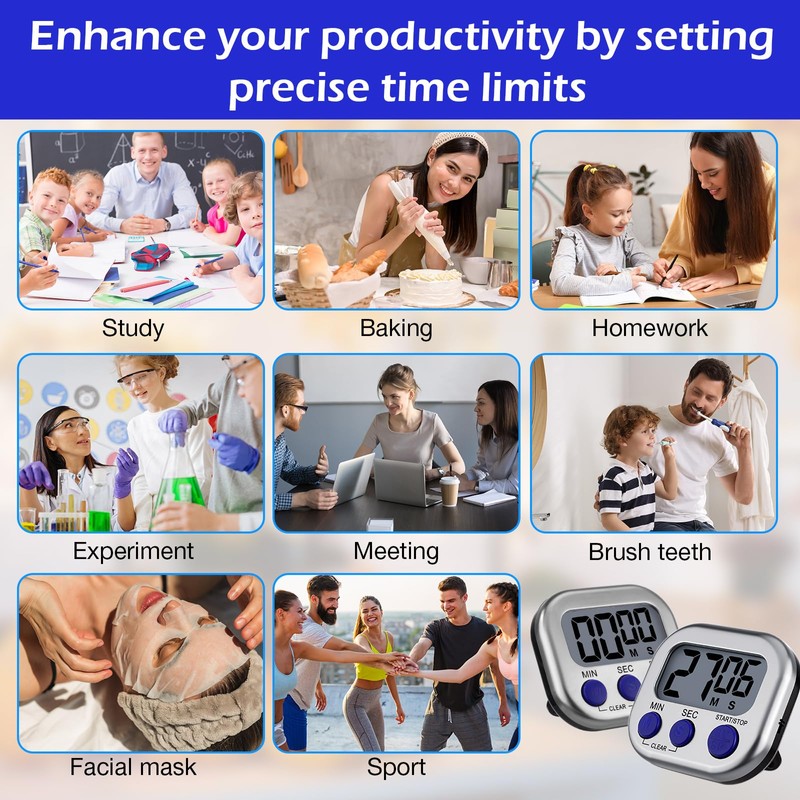 Leumoi 24 Pack Multi-Function Digital Timers with Magnetic Back, Large