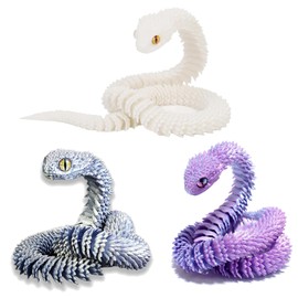 GETFACAI 3 PCS 3D Printed Snake, 3D Snake, Fidget Snake, 3D Animals, Articular Mobility 3D Printed Animal, 30cm 3D Printed Snake Collectable 3D Printed Animals for Home and Office Decoration