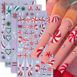 5Pcs Christmas Nail Art Stickers Decals Embossed Self-Adhesive Snowmen Nail Sticker Colorful Firework Snowflake Xmas Tree Elk Nail Decals Nail Supplies for Women DIY New Year Xmas Holiday Nail Decor