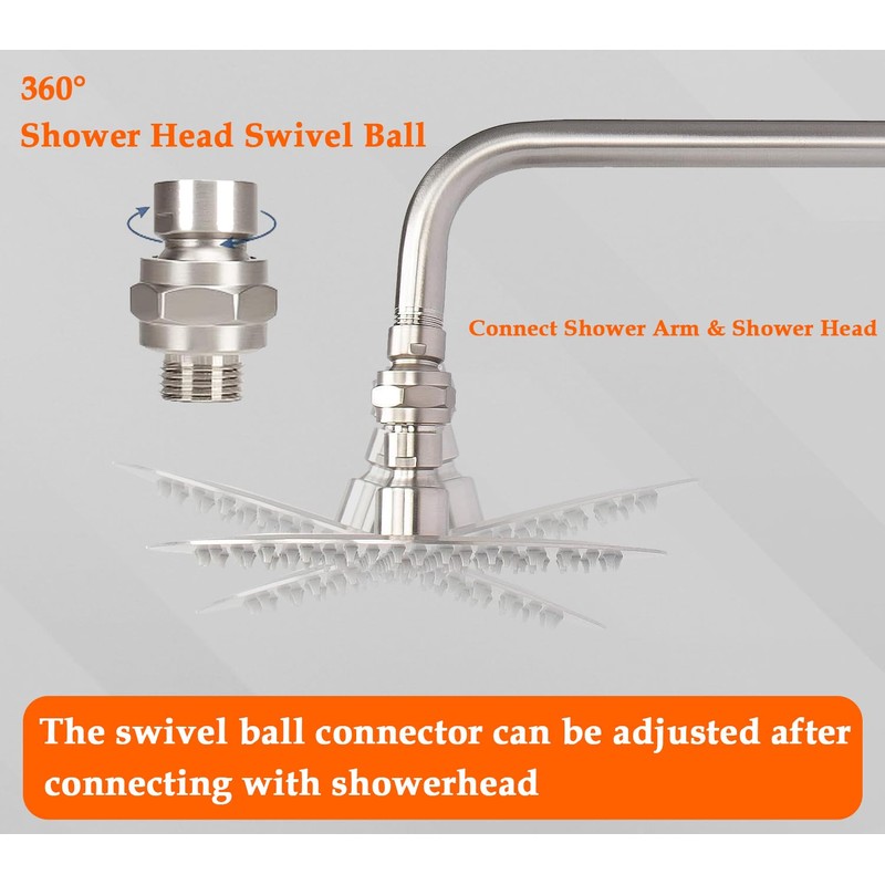 Shower Head Swivel Ball Adapter, ZESE 1PCS Adjustable Universal Shower