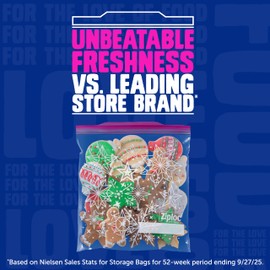 Ziploc Gallon Food Storage Bags, Grip 'n Seal Technology for Easier Grip, Open, and Close, 38 Count, Holiday Designs, Packaging May Vary