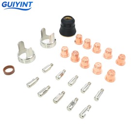 GUIYINT 24pcs Plasma Cutting Torch Consumables Kit with Tips, Electrodes, Nozzles – Compatible with Most Plasma Cutters Including CUT-55DS Pro/CUT-65DS, IPT40, PT60 (Stainless Steel & Aluminum)