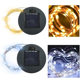 Solar-Replacement Top Lantern Waterproof String - 2 Packs Round Panels Copper Wire Accessories for Garden Watering Can Lights Outdoor Handling Lantern DIY Patio Housewarming Decorations (Cold/Warm)