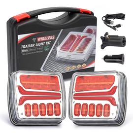 Wireless Trailer Lights, Rechargeable Magnetic LED Towing Light for Trucks, Portable Waterproof Tow Tail Light Kit for Trailer Boats RVs Campers with Turn Signal Brake Running Stop Lights, 2pcs