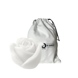 Cereria Di Giorgio - Candela a forma di Bocciolo di Rosa - Colore Bianco Cloud - Diametro 8 cm Altezza 8 cm - Sacchetto Regalo - Spring Collection - Artigianale