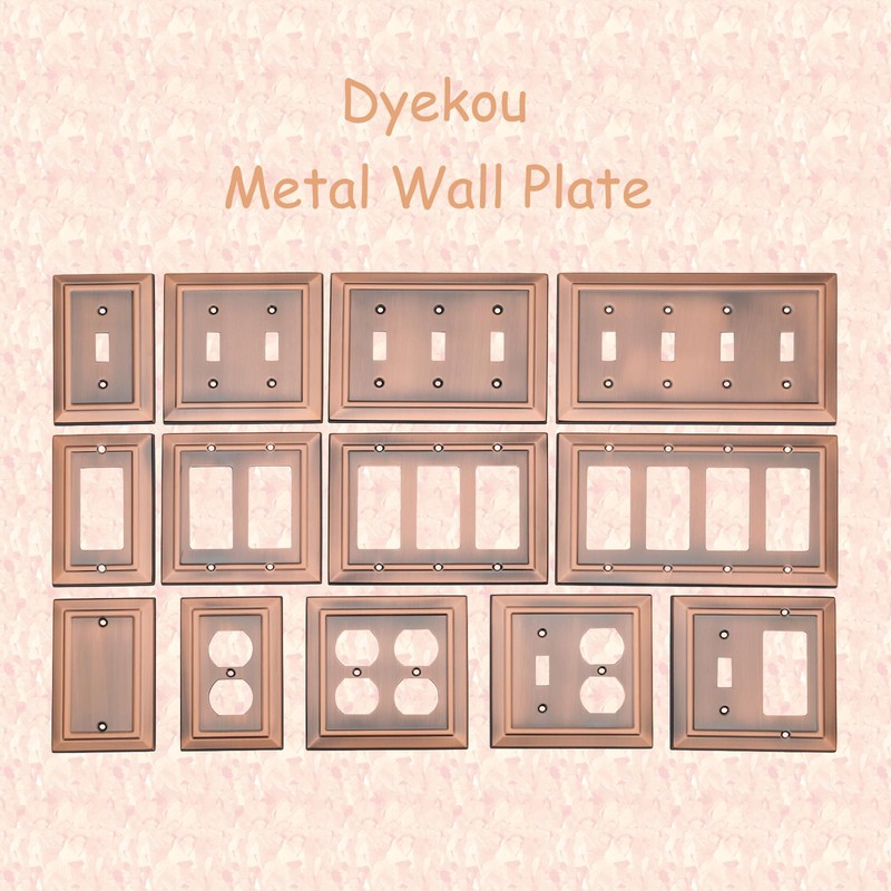 Dyekou Metal Wall Plate for Electrical Outlets, Decorative Antique Copper