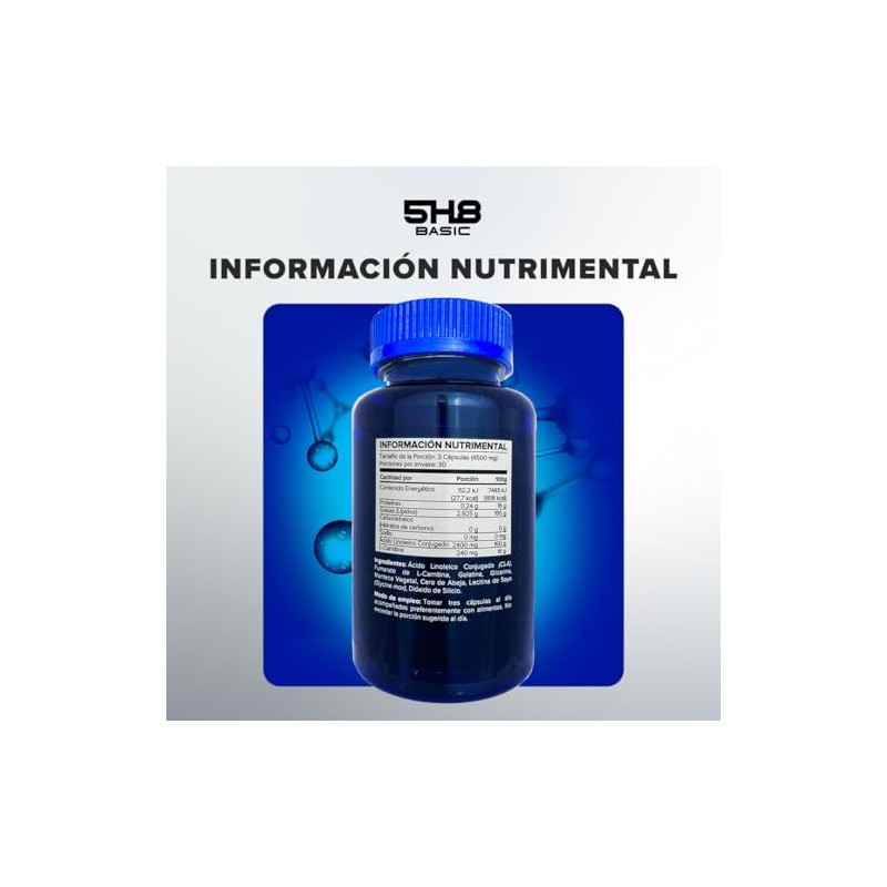 L-Carnitina + CLA Ácido Linoleico Conjugado 5H8 NUTRITION