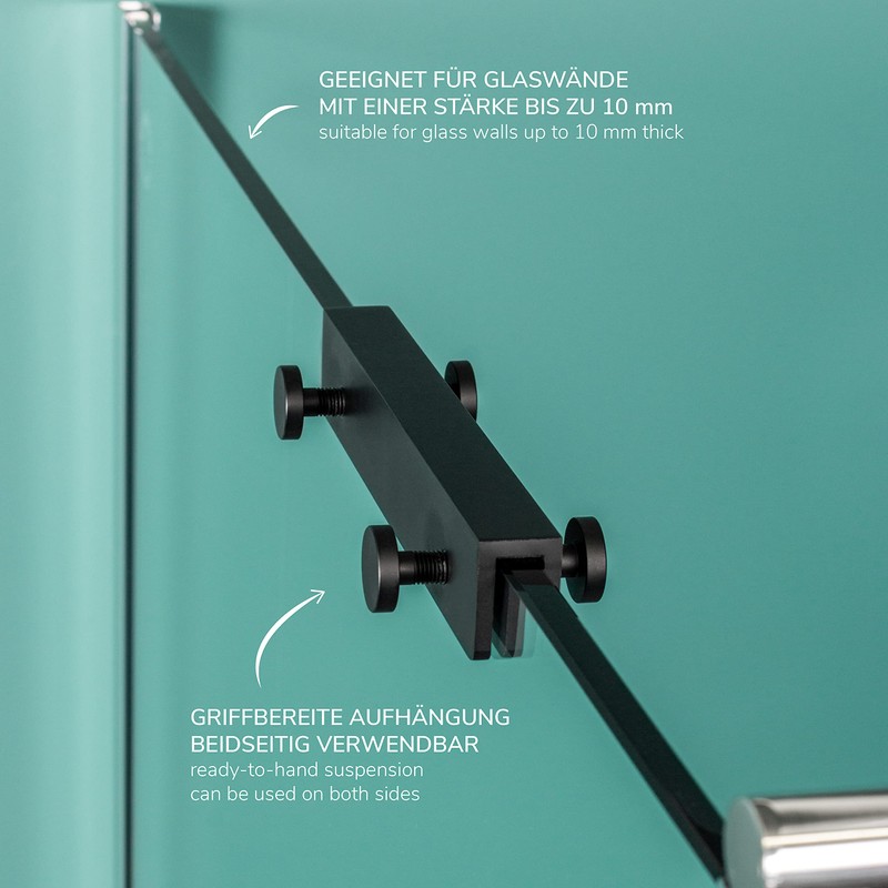Glass Shower Wall Hook Rack Double Hook Rack with 4
