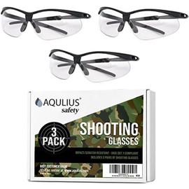 Aqulius Ballistic Protective Eyewear - Lightweight Shooting Range Glasses - Scratch-Resistant Lenses & Eye Protection for Shooting - Unisex Fit & Range Eye Protection - 3-Pack, Black/Clear