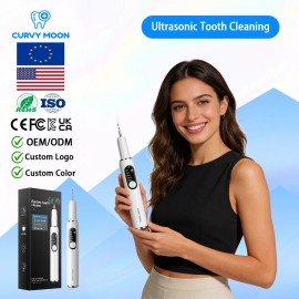 CURVY MOON Ultrasonic Personal Cleaner Tartar Stain Portable Electric Calculus Plaque Tarter Removercolor: White