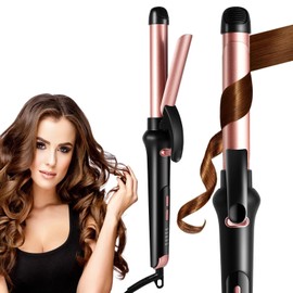 1 Inch Rose Gold Rotating Hair Curling Iron, Automatic Curling Iron Get Effortless Waves with 5 Temperature Settings, Rotating Hair Curling Wands Dual Voltage for Long Hair Beauty and Personal Care