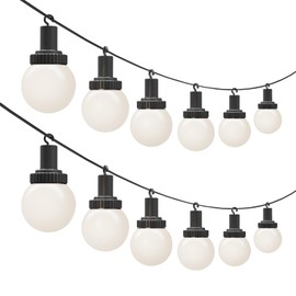 GOODSMANN Low Voltage String Lights 34FT LED Decorative Patio Lights 12V AC/DC 0.5W 12 Globe Plastic Bulbs 3800K Warm White 45 Lumen Hanging Light String