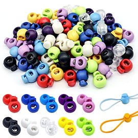 100Pcs Spring Cord Lock, Toggle Stoppers, Single Hole End Round Fastener Buttons Slider, Elastic Drawstring Rope Lock for Camping, Hiking, Backpacks, Sportswear, Multicolored, 0.67x0.59 in / 18x15mm