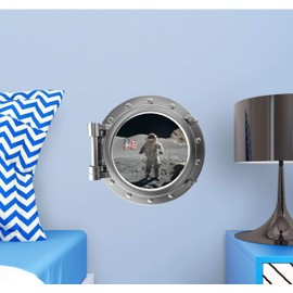12" PortScape Astronaut #1 Porthole 3D Window Wall Decal Instant Space Ship View Removable Wall Sticker NASA Apollo Lunar Moon Planets Peel and Stick Vinyl Decor