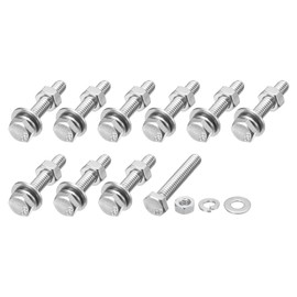 METALLIXITY Hex Head Screws Bolts, Nuts, Flat Washers Kits (1/4-20x1-1/2") 10 Set, Stainless Steel Fully Threaded Machine Screws Bolt Set - for Home Appliance Equipment
