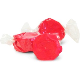 Cherry Red Taffy Chews by It's Delish, 8 Oz Bulk Bag - Individually Wrapped Gourmet Soft Fluff Taffy - Great Candy for Red Themed Parties, USA Made & Kosher