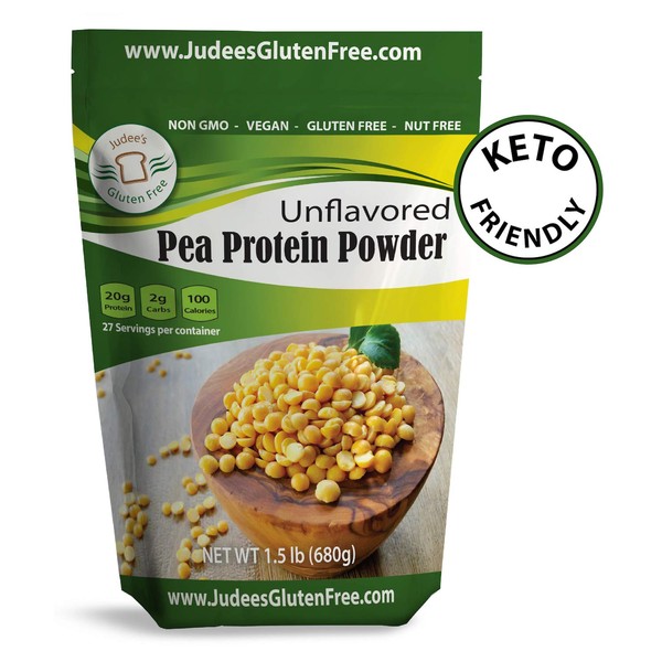 Judee’s Pea Protein Powder (80% Protein) 1.5lb (24oz) - 100% Non-GMO, Keto-Friendly, Vegan - Dairy-Free, Soy-Free, Gluten-Free & Nut-Free - Made in USA - Easy Dissolve in Liquids