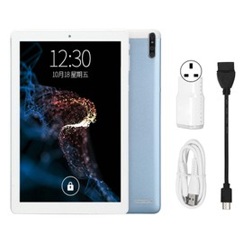 10.1 Inch Tablet 2.4G 5G Dual Band WiFi 6GB 128GB Front 5MP Rear 13MP 1960x1080 IPS 8800mAh Calling Tablet 100‑240V Blue UK Plug