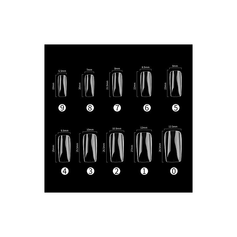 Full Cover Acrylic False Nail Tips, 500PCS Fake Nail Shape
