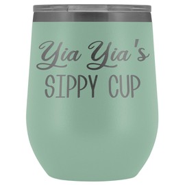 HollyWood & Twine YIA Yia's Sippy Cup YIA YIA Wine Tumbler Gifts for YIA Yias Funny Stemless Stainless Steel Insulated Tumblers Hot Cold BPA Free 12oz Travel Cup