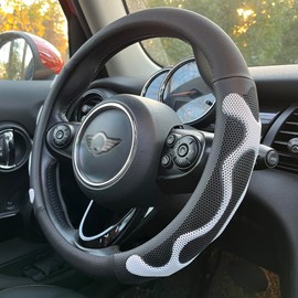 PINCTROT Large Size Comfy Grip Steering Wheel Cover, Anti-Slip Design, 15.5-15.75 Inch(Silicone White)