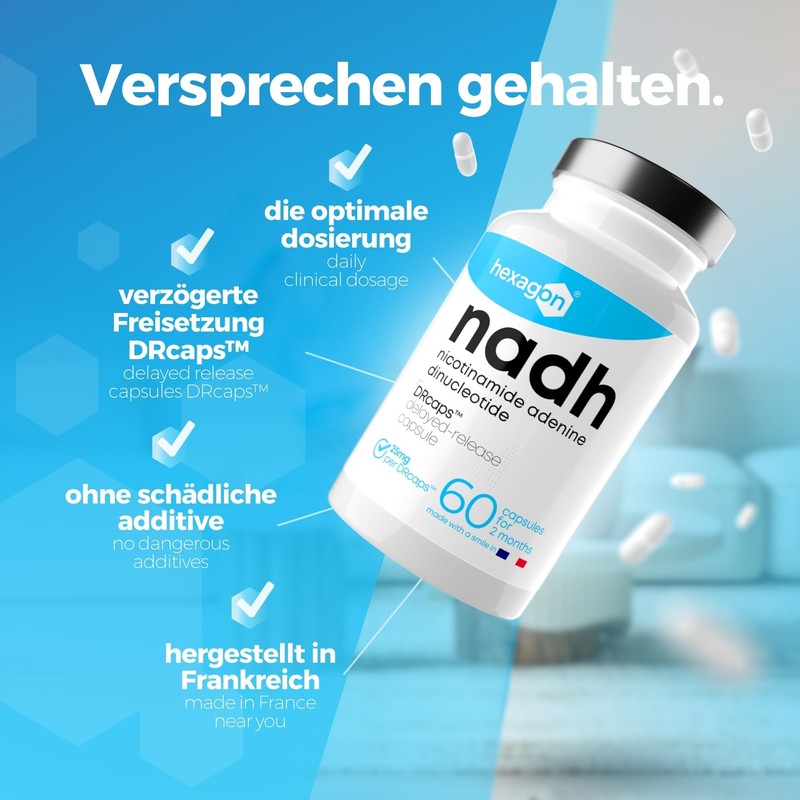 NADH 25mg - +2 Month Treatment - 60 Capsules DRcaps™