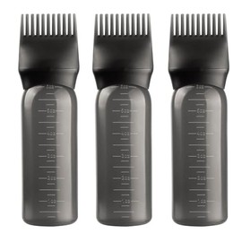 6 oz Large capacity Root Comb Applicator Bottle, Squeeze Applicator Bottles with Graduated Scale for Salon Hair Coloring Dyeing Scale for home DIY Use(3 pcs) (Black)