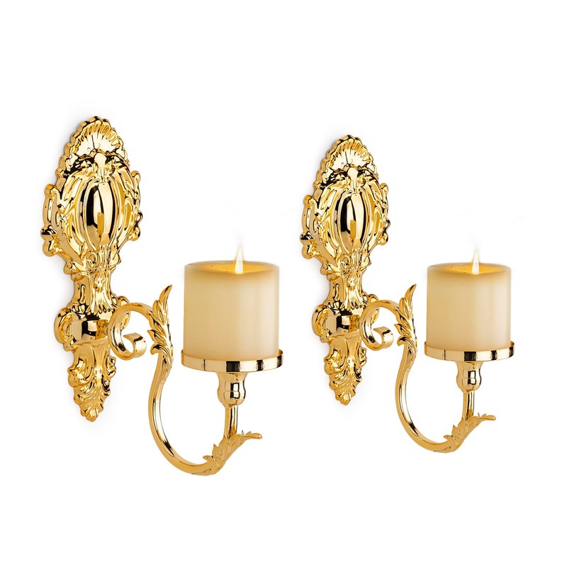 Gold Candle Sconces for Tapered Candlestick,Pack of 2, Gold Candle