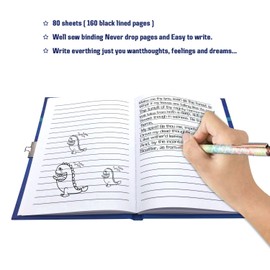 GINMLYDA Secret Diary for Boys with Lock, 7 x 5.25 Inches 160 Pages Girls Gifts Diary with Lock Dinosaur Boys Journal Kids Notebook for Girls Birthday Presents 6-10 Years Old