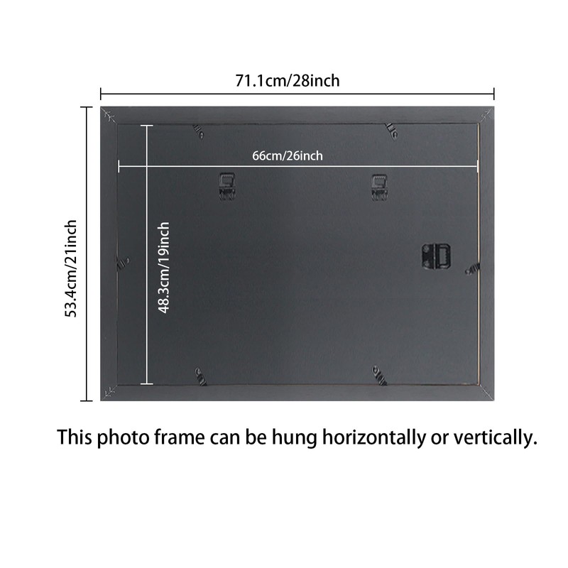 XYFBYSH 19x26 Picture Frame Solid Wood Black, Display 17"x24" (With