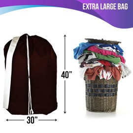 Heavy Duty 30" x 40" Nylon Laundry Bag - Machine Washable with Barrel Lock Closure and an Over the Shoulder Strap (Burgundy, Set of 2) (SKU N007)