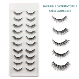 OBEYA False Eyelashes, Natural 3D Eyelashes, 10 Pairs, Multipack, Handmade, Thick, Fluffy Volume, Dramatic, Soft Fake Eyelashes (False Lashes - 09)