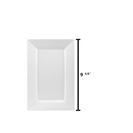 Exquisite 9.5 Inch. White Rectangular Premium Plastic Plates - 40 Count