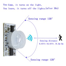 HCSM Motion Sensor Switch, DC 3.7v to 24V 4A PIR Motion Sensor for LED Lights, Mini Infrared Sensor Switch That can be Built into The Light bar or Box (3 Pieces 1522）, 3pieces 1522