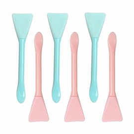 6 Pack Cosmetic Spatula, Small Silicone Applicator Face Brush for Skin Treatment DIY Facial Mud, Gel, Cream, Lotion, Powder, Clay, Plastic Scooper Ext