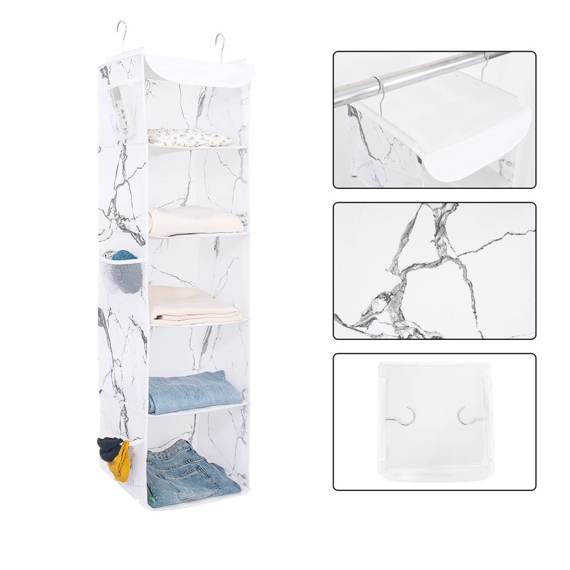 BrilliantJo 5 Shelves Hanging Closet Organizer, 2 Pack Hanging Storage