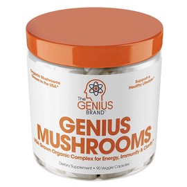 Cápsulas de Hongo de Melena de León  The Genius Brand  Suplemento  Fórmula de Bienestar para Energía Natural  90 Cápsulas Vegetarianas                