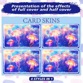 Peacoblue Bank Card Sticker Colorful Jellyfish Credit Debit Card Custom Skin Cover Protector, 4 Styles Waterproof Scratch-Proof and Aesthetic Decal for Most Popular EBT Transportation Key Card