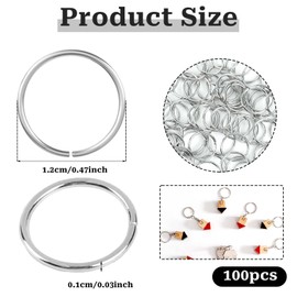 100 PCS 12mm Stainless Steel Open Jump Rings Metal Split Rings Super Strong Open Jump Rings Connectors for Choker Necklaces Bracelet Chain Maille Jewellery Making