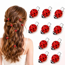 10 Pcs Fun Mini Ladybug Hair Clips, Funky Insect Bug Hair Clips for Women Girls, Cute Decorative Ladybug Accessories for Back to School Halloween Cosplay Themed Party