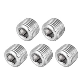 sourcing map Hex Countersunk Plug - Stainless Steel Pipe Fitting 1/8NPT Male Thread Socket Pipe Adapter Connector 5Pcs