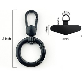 TENOC Metal Phone Tether, Universal Cellphone Lanyard Pad with 360 Rotation Spring Ring, Black