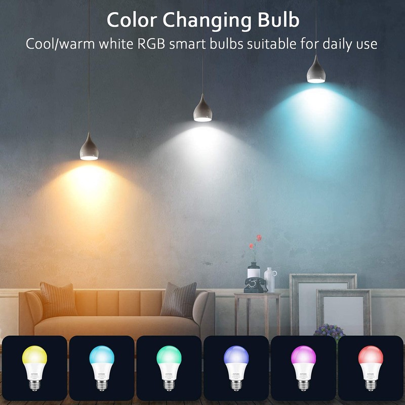Peteme Smart WiFi Light Bulbs, Led RGB Color Changing Bulbs