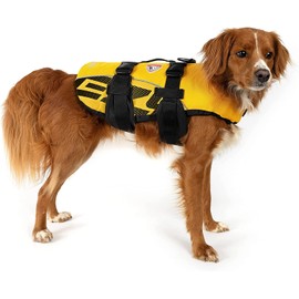 Ezydog DFD Dog Life Jacket - Adjustable Swimming Safety Vest with Reflective Trim & Durable Grab Handle - 50% More Flotation Material - Medium, Yellow